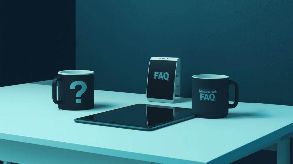 Free Digital marketing consultation in Dudley, frequently asked questions with coffee cup, notepad, and question mark mug on workspace