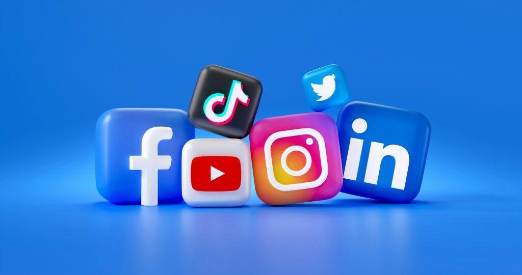 Icons of Facebook Instagram LinkedIn and other platforms representing multi-platform social media marketing in Dudley management for West Midlands businesses , Mauawiyah Digital Marketing