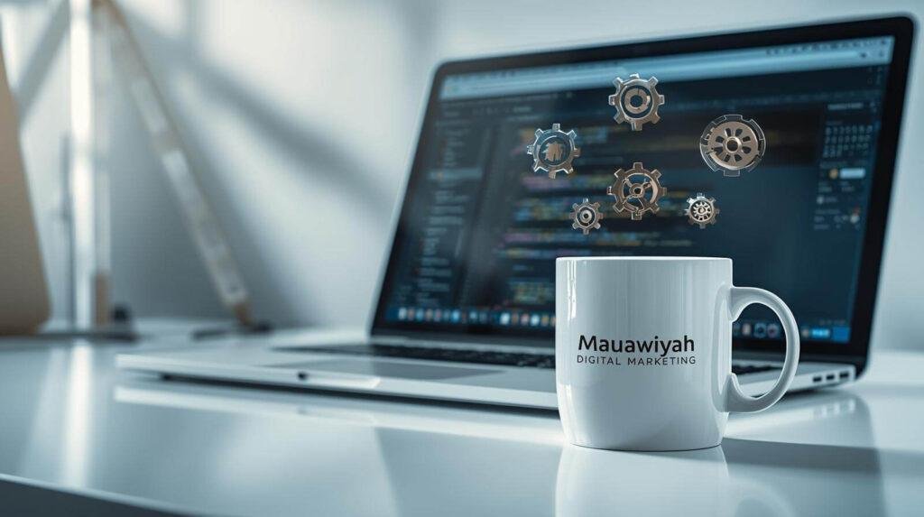 Website design in Dudley and maintenance workspace showing modern development tools code interface and optimisation elements for WordPress website West Midlands . Mauawiyah Digital Marketing