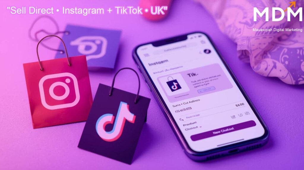 Social commerce example showing products sold directly through Instagram and TikTok in the UK. Mauawiyah Digital Marketing