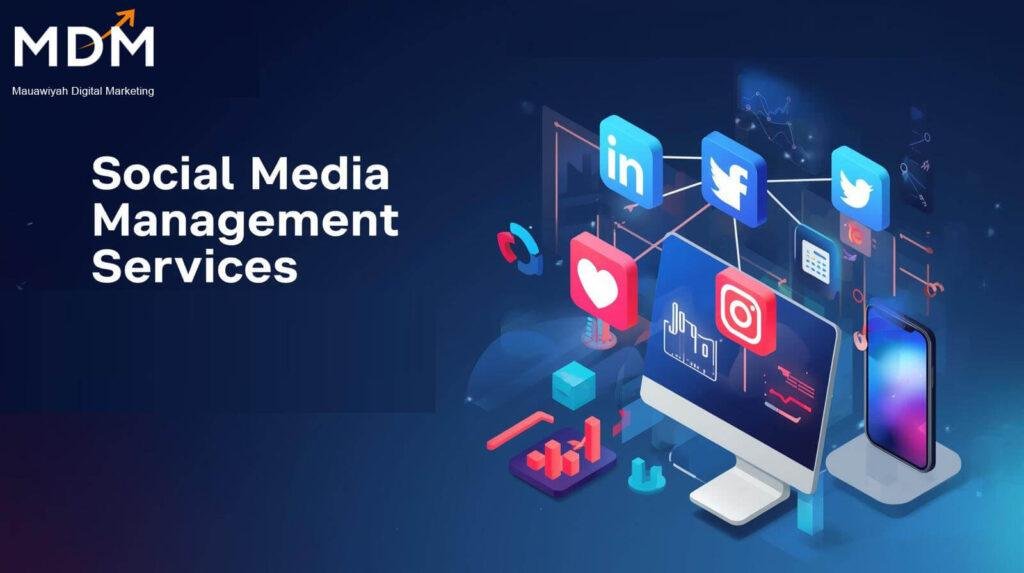 Social media marketing in Dudley management workspace showing content planning scheduling tools and performance analytics for West Midlands businesses . Mauawiyah Digital Marketing
